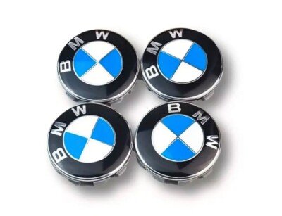 BLU 4 COPRIMOZZO BMW 68mm LOGO ORIGINALE TAPPI RUOTA Serie 1 2 3 4 5 6 7 M Z X CAPS 