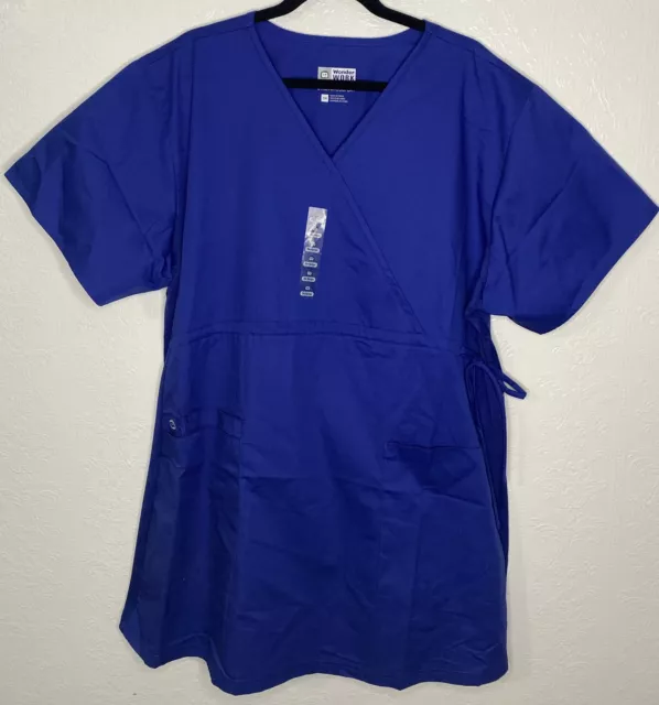 Wonder Work NEW Women's V-Neck Scrub Top Galaxy Blue Stretch Comfort Size 3X