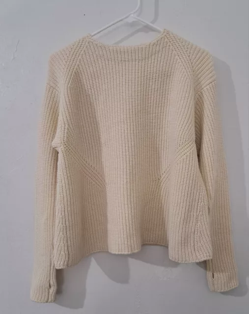 08 Sircus Womens Small Drop Sleeve RIBBED KNIT Sweater WOOL Ivory