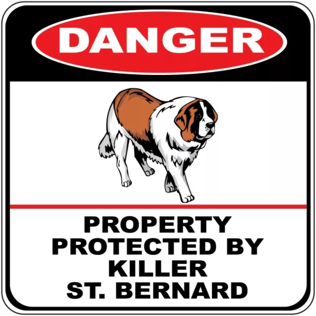 Crossing Sign Danger Property Protected Killer St. Bernard Dog Cross Xing Metal