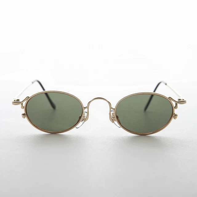 Occhiali Da Sole Ovale Steampunk Vittoriano Donna – Montatura Metallo Pistola, Lenti Verdi, Nuovi Stock! - Foto 3