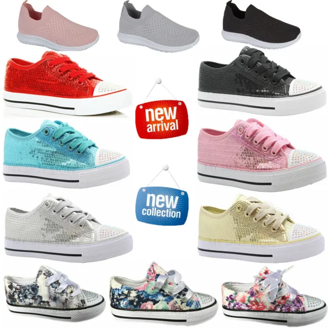 Scarpe Da Ginnastica Ragazze Diamante Tela Bambini Pompe Casual Plimsolls Scarpe Da Ginnastica