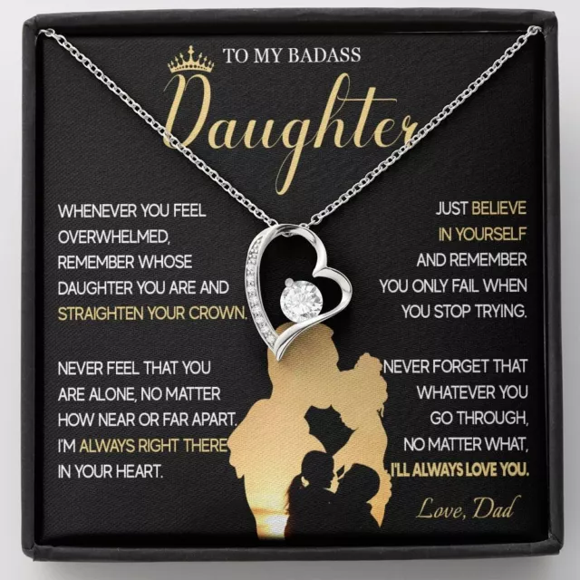 To My Badass Daughter Necklace, Birthday Gift For Daughter From Dad, Christmas