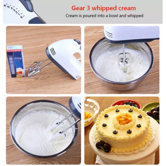 7 Speed Electric Hand Held Mixer Electronic Handheld Whisk Food Blender Egg Cake 3