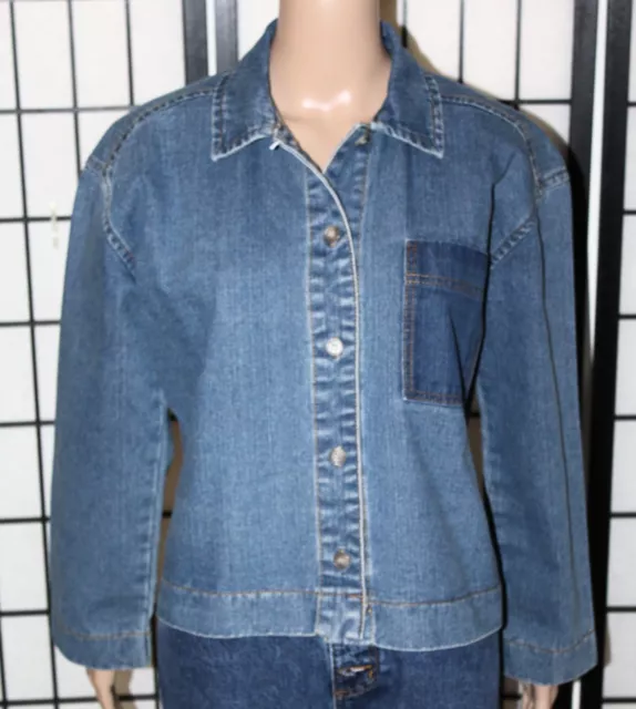 VINTAGE THE ROCKIN REV Women's Size 6 Button Down Denim Jean Jacket Shirt EUC