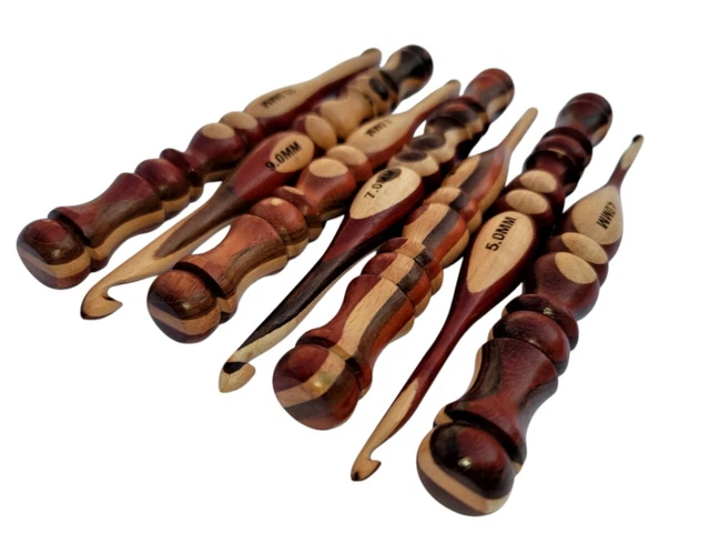Lot De 3 Crochets à Loquet Courbés – Bois Et Métal – 16,5 Cm – Pour Tricot, Bricolage, Tapis