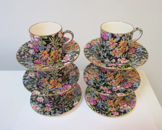 Set of 6 Vintage Espresso Demitasse Cups Saucers Royal Winton Nantwich Chintz