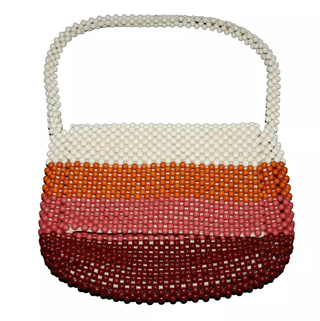 NWT Cleobella Acrylic Beads Shoulder Bag Striped Beaded Purse Handbag Women's