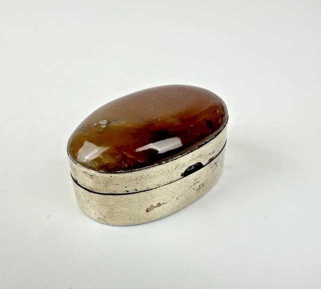 Broche En Argent Massif Et Pierre Mauve - Forme Barrette - Occasion (argent Sterling)
