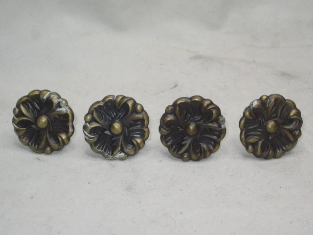 4 vintage drawer knobs knob pull handles handle round ornate  Pat. D 188509 1960