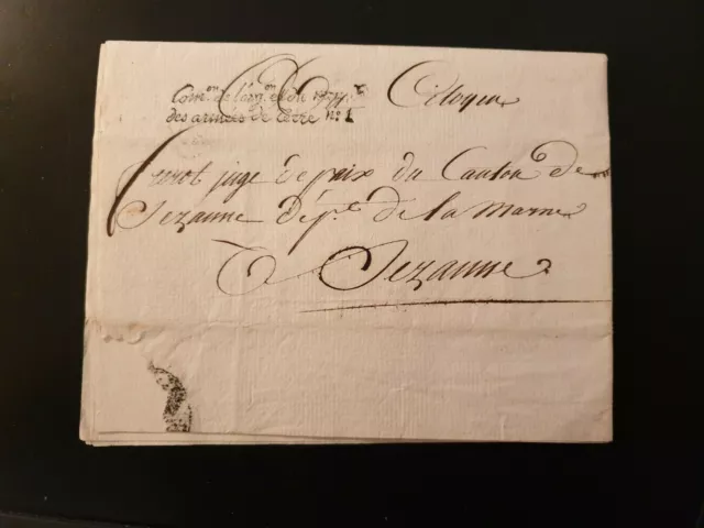 1794 Lettre A Entete Avec Rare Marque Postale Armee De Terre N°1