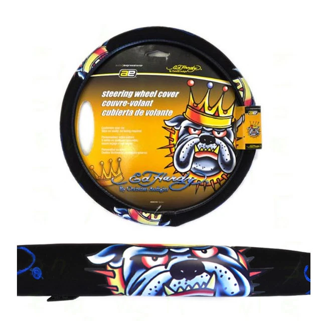 New Christian Audigier Ed Hardy Bull-Dog King Car Truck Suv Steering Wheel Cover