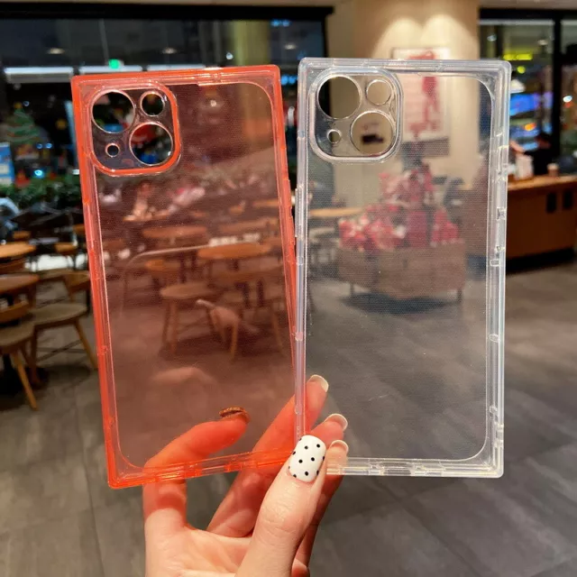 Square Clear Soft Case For iPhone 15 14 13 12 Pro Max 11 XR 8 Shockproof Cover