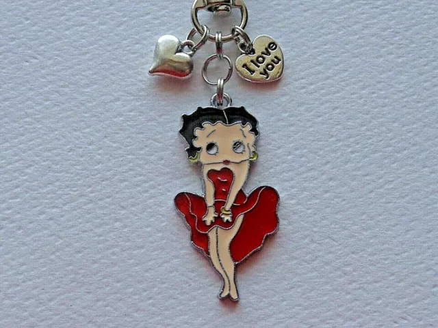 Betty Boop Heart Love You Keychain Purse Clip Backpack Bag Charm Fob Zipper Pull