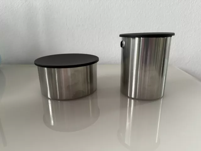 Stelton Design Erik Magnussen Denmark Zuckerdose & Milchkännchen Chrom / schwarz