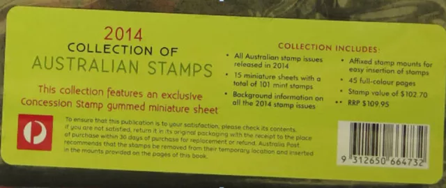 Collection of Full Year issued Postage Stamps From 2014 Australia Post year Book 3