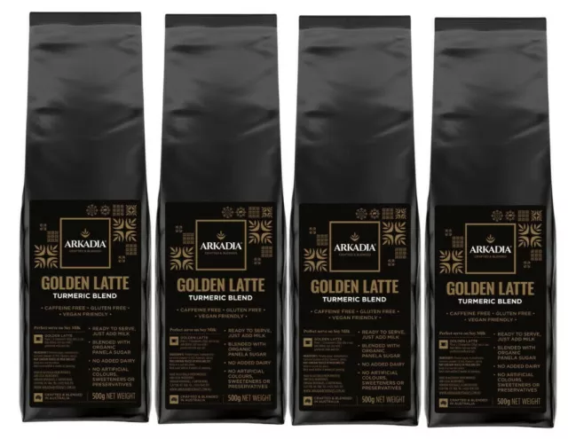 4x Arkadia 500g Golden Latte Tumeric Blend, Gluten Free. CARBON NEUTRAL DELIVERY