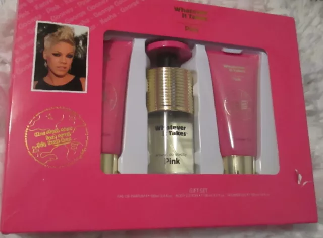 WHATEVER IT TAKES  *PINK*EAU DE PARFUM 3.4oz BODY LOTION 3.4oz SHOWER GEL 3.4oz