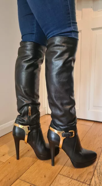 Prada vintage stiletto  12.5cm high heel platform knee boots 6uk 39eu