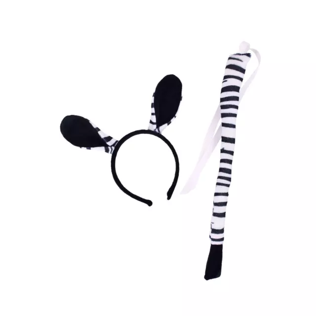 Set di orecchie di zebra e coda lunga Cerchio per capelli per bambini per i