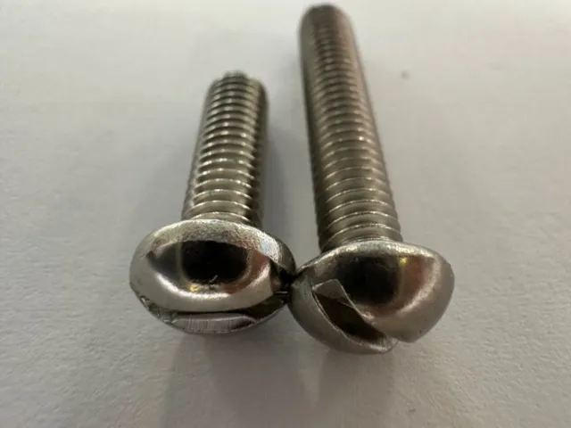 3/16 10/32 unf round slot machine screw stainless steel in 5/8 or 1 inch slotted