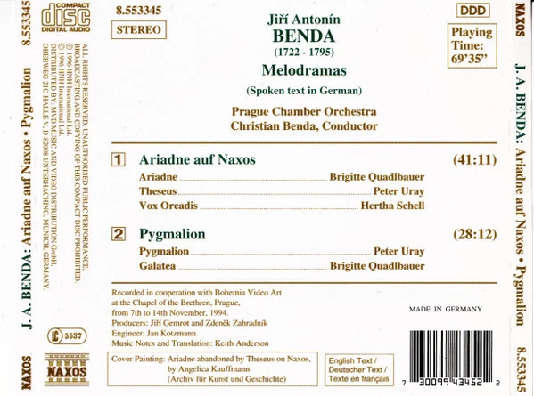 ANTON BENDA Brigitte Quadlbauer Peter Uray Hertha Schell Prague