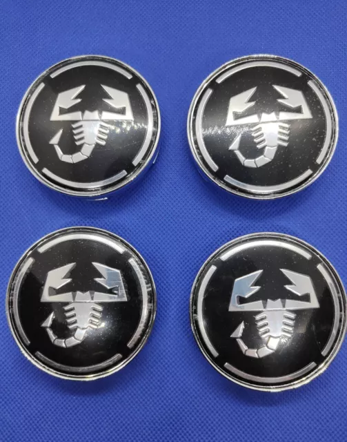 4 Caches Moyeu ABARTH Jante Centre De Roue 60mm Insigne Logo Fiat Abarth noir