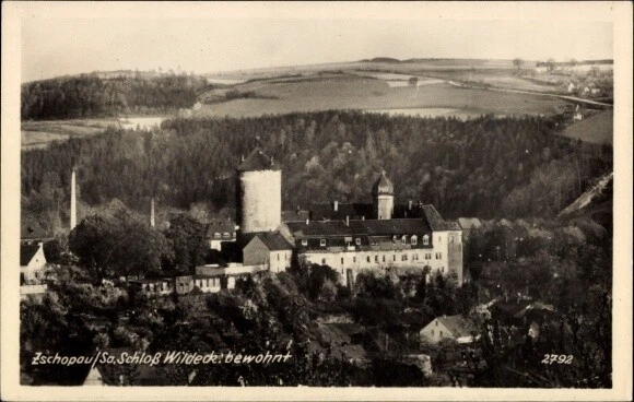 Ak Zschopau im Erzgebirge Sachsen, Schloss Wildeck: bewohnt - 3644564