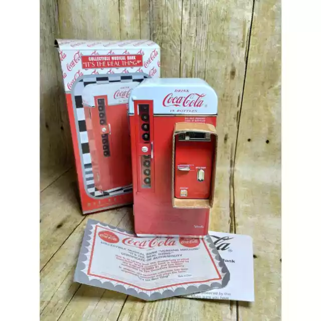 Vtg Coca Cola Soda Vending Machine Musical Cooler Bank Die Cast Metal (box su2)
