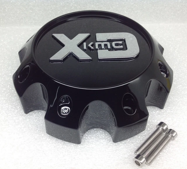 thumbnail interactive-video image 1 of KMC XD Series Gloss Black Center Caps – Fit 18 20 22 XD806 Bomb Wheels (4 Pack) 1 of 4