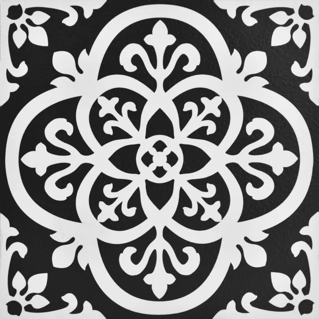 WallPops FP2475 Gothic Peel & Stick Floor Tiles, Blacks, Set 12 x 12 inches