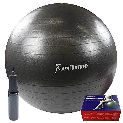 Thick Anti-Burst Gym Ball 65 cm + Air Pump - Yoga, Fitness, Dark Gray