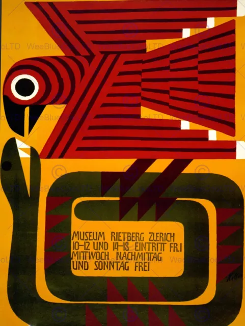 Advert Exhibition Rietberg Museum Zurich Bird Snake Art Print Poster Abb5991B