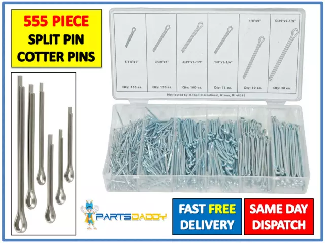 555 PC Assorted Split Pin Cotter Pins Popular Sizes Fixings In case Pieces 4-27
