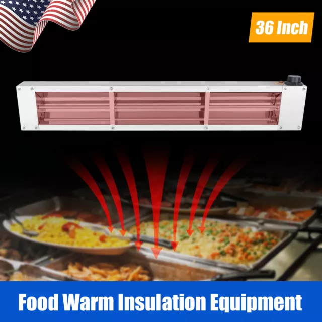 36" Food Warmer Overhead Bar Heater Keep Emitter Light Heating Food Machine 600W