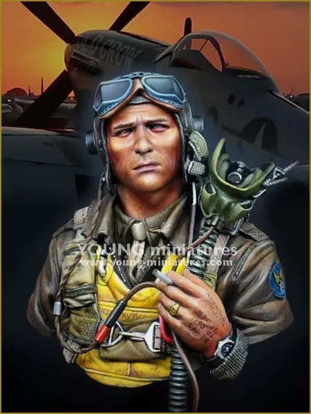 Young Miniatures - USAAF Fighter Pilot 1944 - 1/10th Resin Bust - YM1856