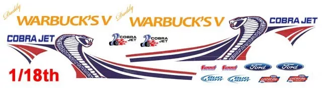 Daddy Warbuck's Cobra Jet Mustang NHRA - Drag 1/18th Scale Decals