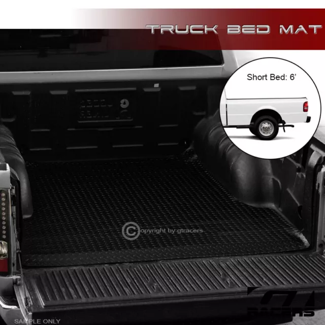 For 1993-2011 Ford Ranger/1994+ B-Series 6' Black Rubber Truck Bed Rug Floor Mat