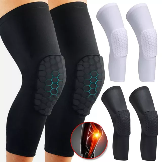 2× Compression Long Sleeve Support Leg Knee Pad Brace Sport Pain Guard Men Women