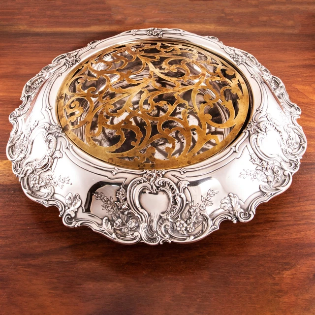 Superb Colossal Tiffany Rococo Sterling Silver 3Pc.flower / Center Bowl 1913