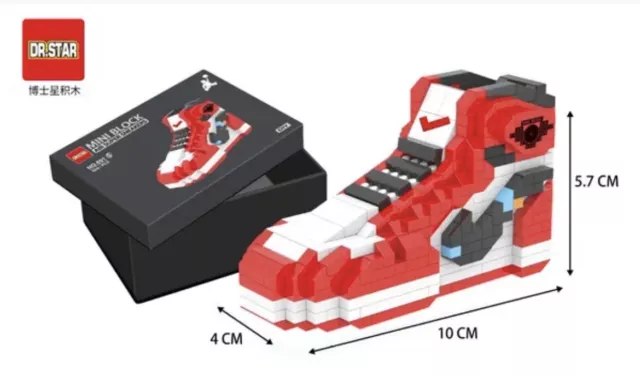 Building Bricks Nike Air Jordan Shoe Set Toy DIY Kids Construction - Black/Red