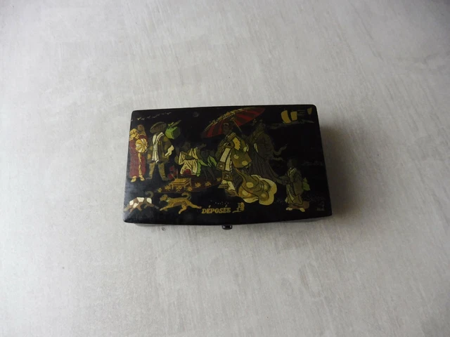 ANCIEN PORTE-LETTRES/PORTE-COURRIERS PAPIER Mâché Décor Japonisant Napoléon Iii