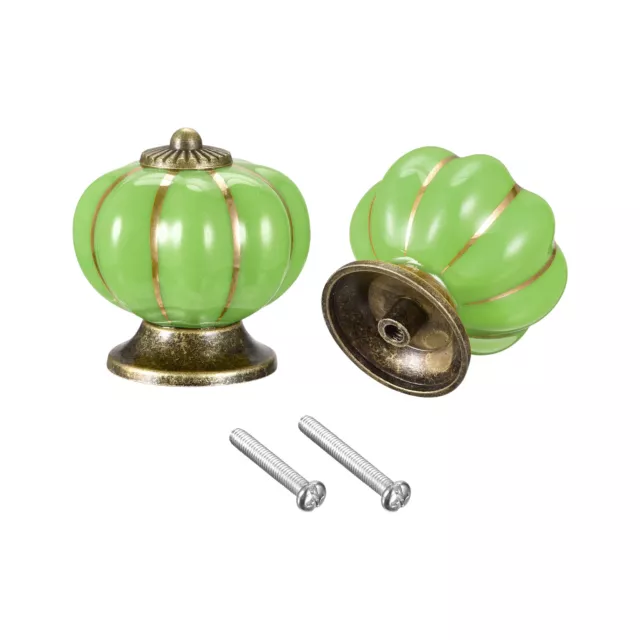 Tiradores de Cajón de Cerámica, Calabaza Forma Pomos 40x40mm, Claro Verde 2uds