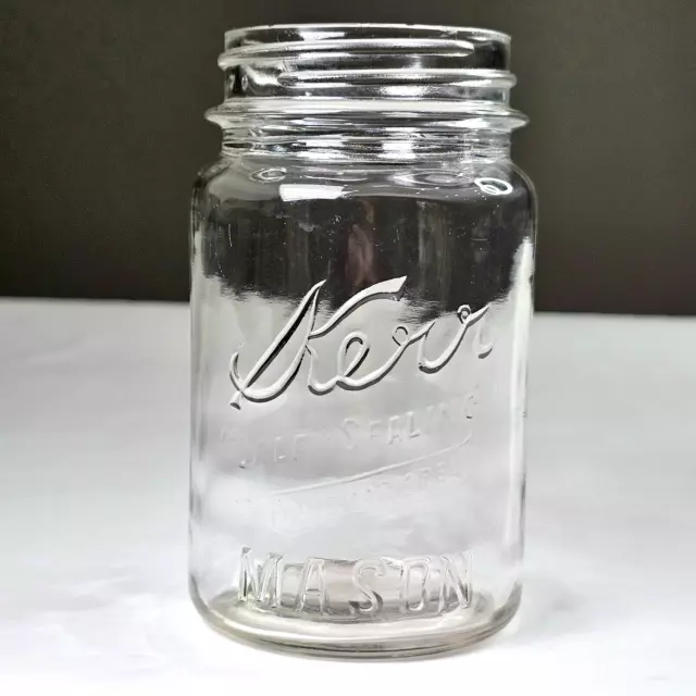 Kerr Self Sealing Trademark Reg Mason Wide Mouth Round Pint Canning Jar Décor