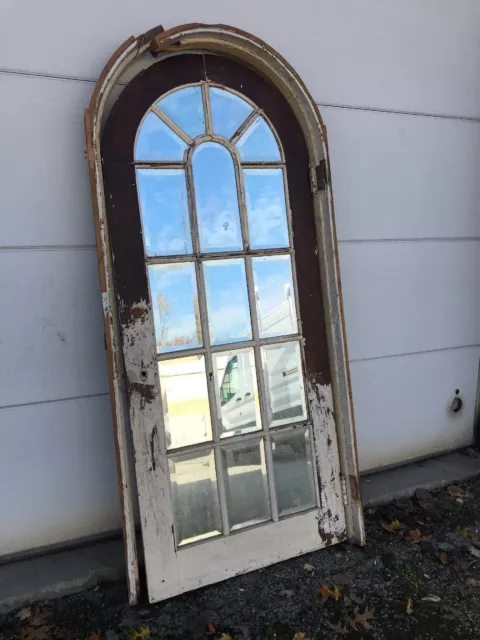 Mar C Antique arch top door with jamb beveled glass 34 x 80.5 X1.75
