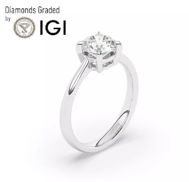 IGI Certified F/VS1, 2.00 Ct Lab-Grown Diamond Engagement Ring, 950 Platinum