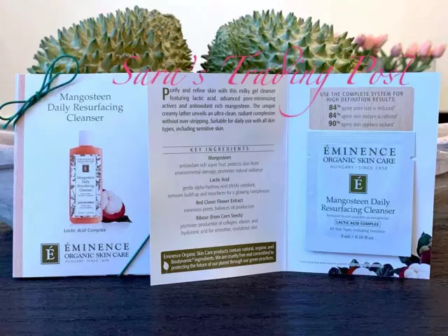 6 Eminence MANGOSTEEN Daily Resurfacing CLEANSER Card Samples 3ml/.1oz + 🎁