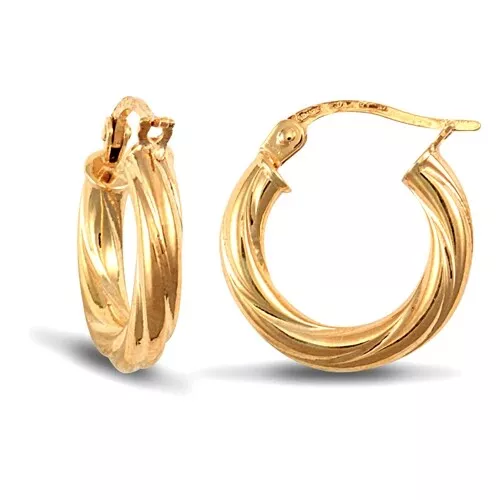 9ct Yellow Gold Creole Style Hoop Earrings British Made Hallmarked 20.4mm