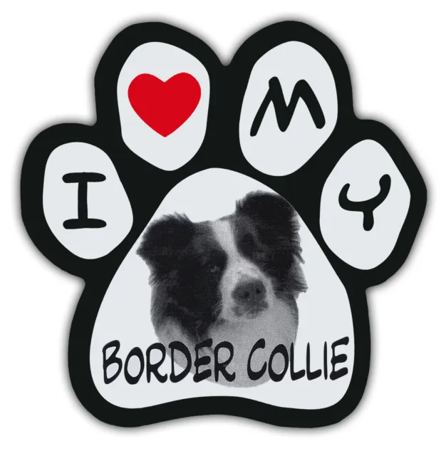 Picture Paws | Dog Paw Shaped Magnets: I LOVE MY BORDER COLLIE | Car Magnet