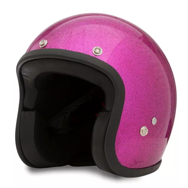 Casco Jet Café Race 70's Metal Flakes Fucsia